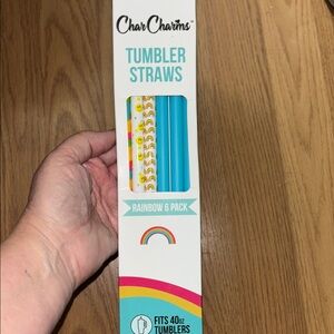 CharCharms Assorted Tumbler Straws 6 Pack 40oz NIB